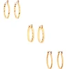 Gold-tone Thick Textured 20mm Hoop Earrings - 3 Pack