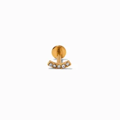 Gold-tone Titanium Crystal Curve 16G Threadless Helix Earring