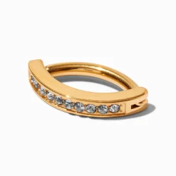 Gold-tone Titanium Crystal Clicker 14G Belly Bar