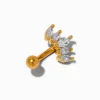 Gold-tone Titanium Cubic Zirconia Crown 18G Rook Earring