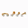 Gold-tone Titanium Cubic Zirconia 16G Labret Lip Studs - 4 Pack