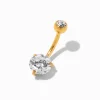 Gold-tone Titanium Cubic Zirconia Round 14G Belly Bar