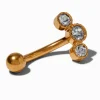 Gold-tone Titanium Cubic Zirconia Triple 14G Belly Bar