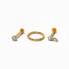 Gold-tone Titanium Cubic Zirconia 18G Helix Earrings - 3 Pack