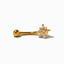 Gold-tone Titanium Starburst 16G Rook Earring