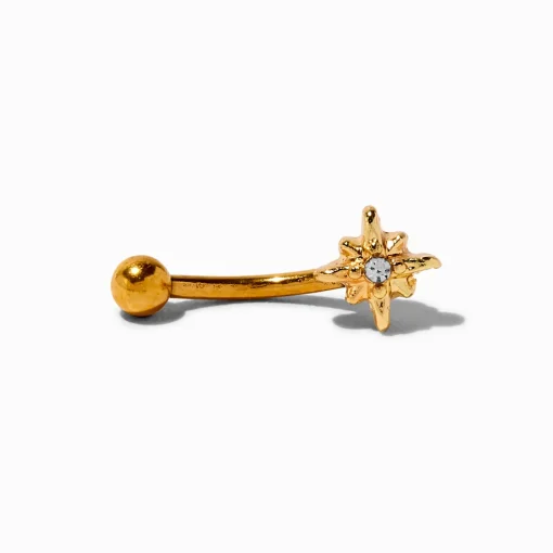 Gold-tone Titanium Starburst 16G Rook Earring