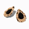 Gold-tone Trim Black Crystal Stud Earrings
