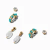 Gold-tone Turquoise Cubic Zirconia Earring Stackables Set - 3 Pack