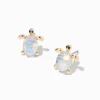 Gold-tone Turtle Iridescent Shell Stud Earrings