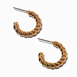 Gold-tone Twisted Rope 20mm Hoop Earrings
