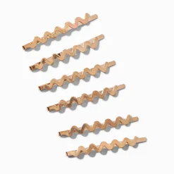 Gold-tone Wavy Hair Pins - 6 Pack