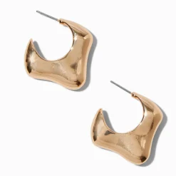 Gold-tone Wide Melty Hoop Earrings