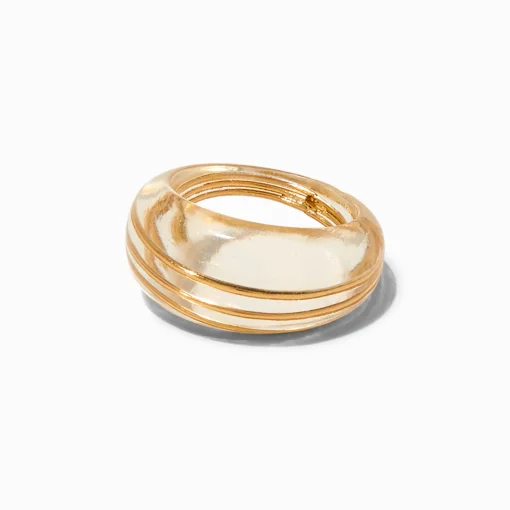 Gold-tone Wire Wrap Clear Acrylic Ring