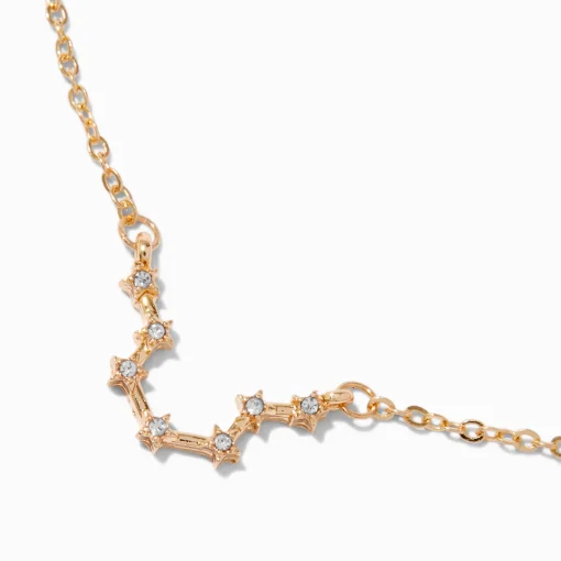 Gold-tone Zodiac Constellation Pendant Necklace - Aquarius