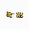 Green Crystal Frog Stud Earrings