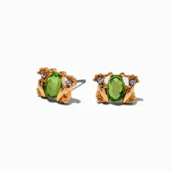 Green Crystal Frog Stud Earrings
