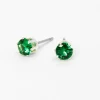 Green Cubic Zirconia 5mm Round Stud Earrings
