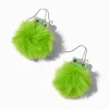 Green Frog Pom Pom 1.5" Drop Earrings