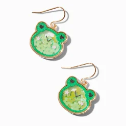 Green Frog Shaker Drop Earrings
