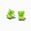 Green Fuzzy Elephant Stud Earrings