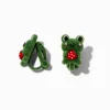 Green Fuzzy Frog Clip-On Stud Earrings