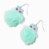 Green Owl Pom Pom 1.5" Drop Earrings