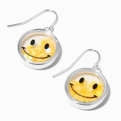 Happy Face Confetti Shaker 1" Drop Earrings