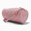 Heart Quilted Barrel Crossbody Bag