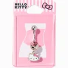 Hello Kitty® Silver-tone Stainless Steel Pink Crystal Charm 14G Belly Bar