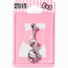 Hello Kitty® Silver-tone Stainless Steel Iridescent Crystal Charm 14G Belly Bar