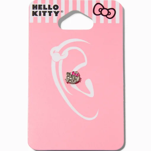 Hello Kitty® Stainless Steel Crystal Face 18G Threadless Cartilage Earring