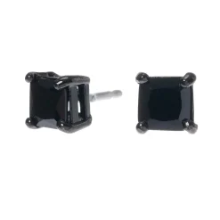 Hematite Black 5mm Cubic Zirconia Square Stud Earrings