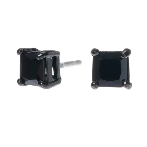 Hematite Black 5mm Cubic Zirconia Square Stud Earrings