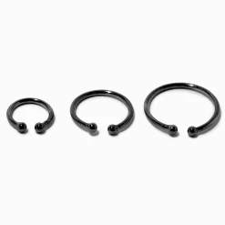 Hematite Stainless Steel Mixed Faux Nose Rings - 3 Pack