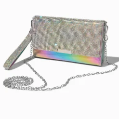 Holographic Crystal Crossbody Wristlet Wallet