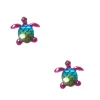 Holographic Scale Turtle Clip-On Stud Earrings