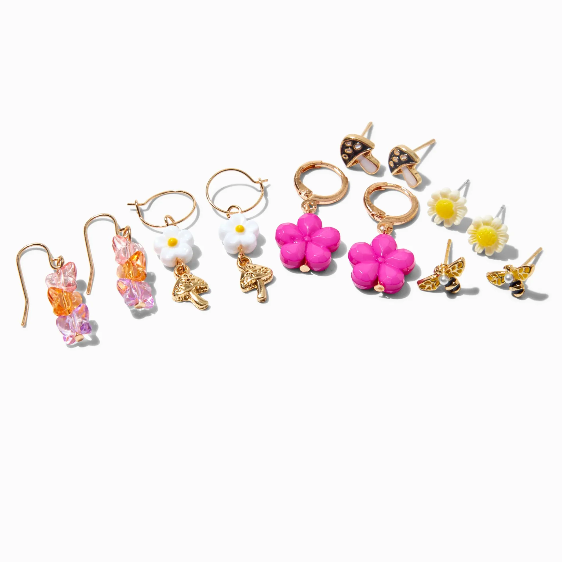 Hot Pink Cottagecore Earring Stackables Set - 6 Pack