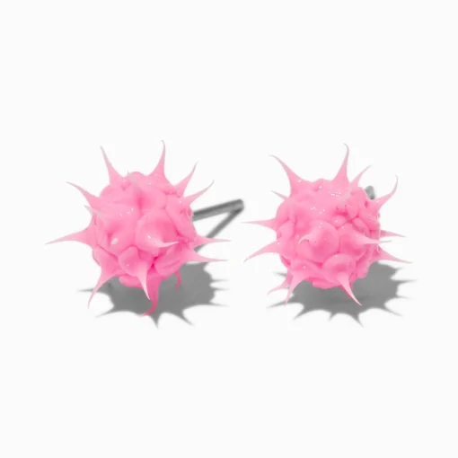 Hot Pink Rave Spike Burst Stud Earrings
