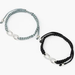 Infinity Adjustable Friendship Bracelets - Gray, 2 Pack