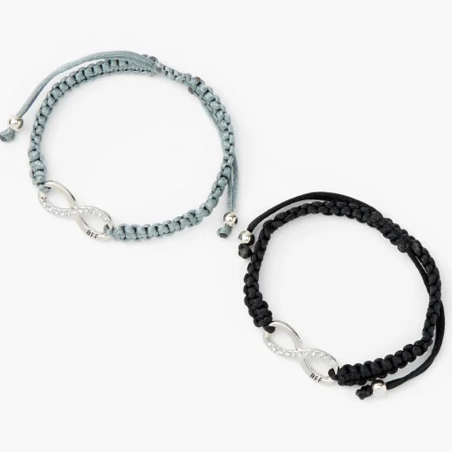 Infinity Adjustable Friendship Bracelets - Gray, 2 Pack