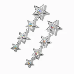 Iridescent AB Star Silver-tone Drop Earrings