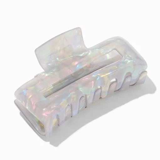 Iridescent Blue Rectangular Hair Claw
