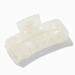 Iridescent Ivory Rectangular Hair Claw