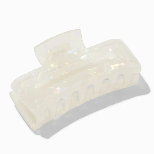 Iridescent Ivory Rectangular Hair Claw