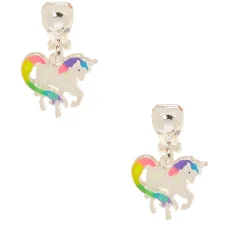 Iridescent Rainbow Unicorn Clip-On Earrings