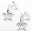 Iridescent Scale Turtle 1" Clip-On Drop Earrings