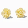 Ivory Carved Rose Stud Earrings