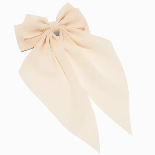 Ivory Long Tail Hair Bow Clip
