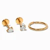18k Gold Plated Titanium Cubic Zirconia 18G Cartilage Earrings - 3 Pack