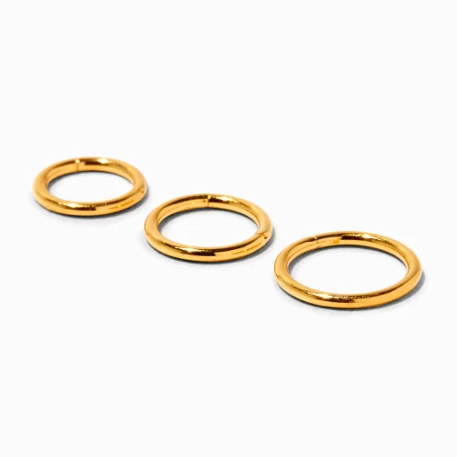 18k Yellow Gold Plated Titanium 18G Mixed Nose Hoops - 3 Pack